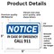 Signmission In Case Of Emergency Call 911, 5 in W x Rectangle, Vinyl Decal OS-2PACK-NS-D-35-L-13652 - alternate 3